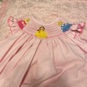 4T Smocked Disney Princess short set